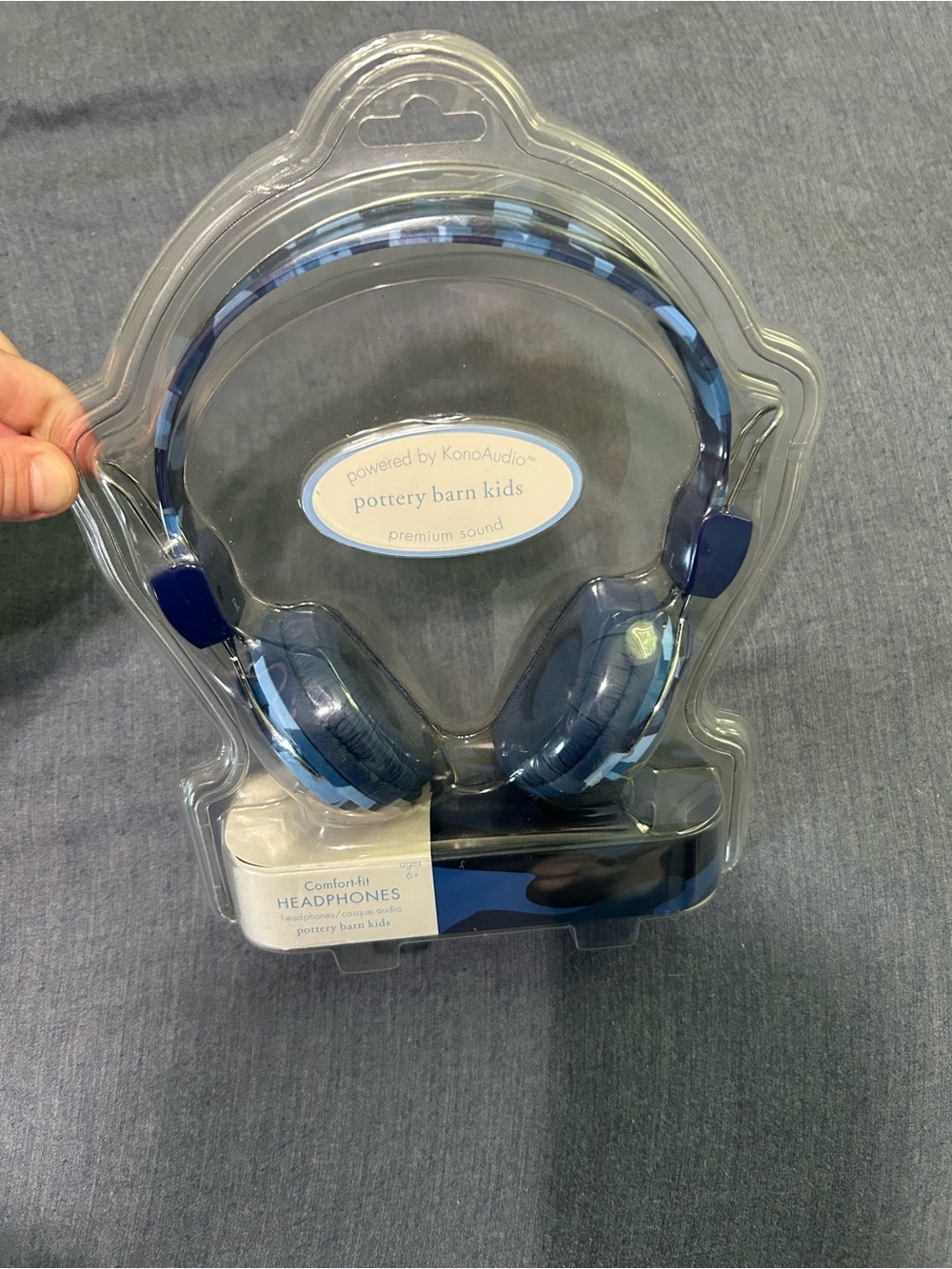Pottery Barn Kids camouflage Navy and Light Blue Over-Ear Headphones KonoAudio